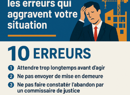 Abandon de chantier : les 10 erreurs qui aggravent votre situation